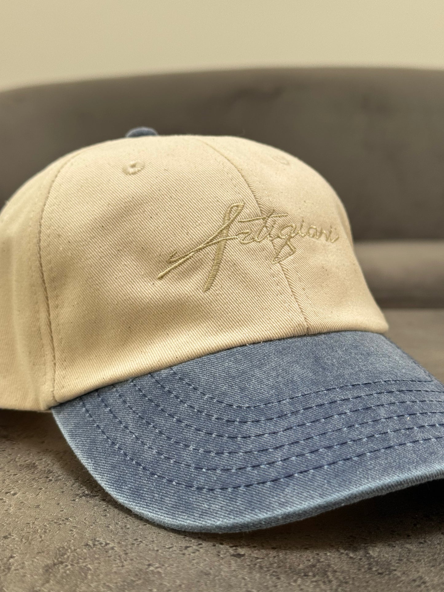 The Contrast Cotton Cap - Cream / Vintage Denim