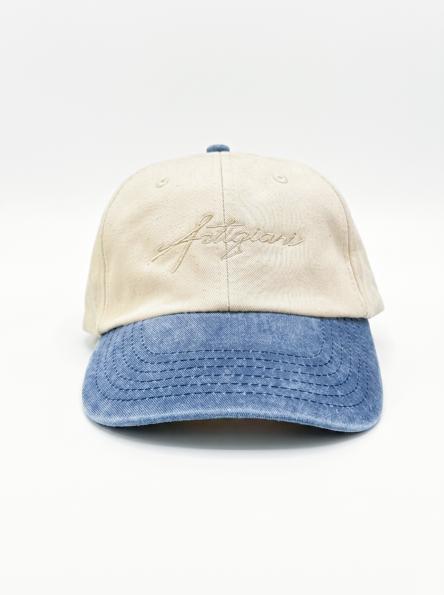 The Contrast Cotton Cap - Cream / Vintage Denim