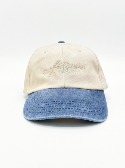 The Contrast Cotton Cap - Cream / Vintage Denim