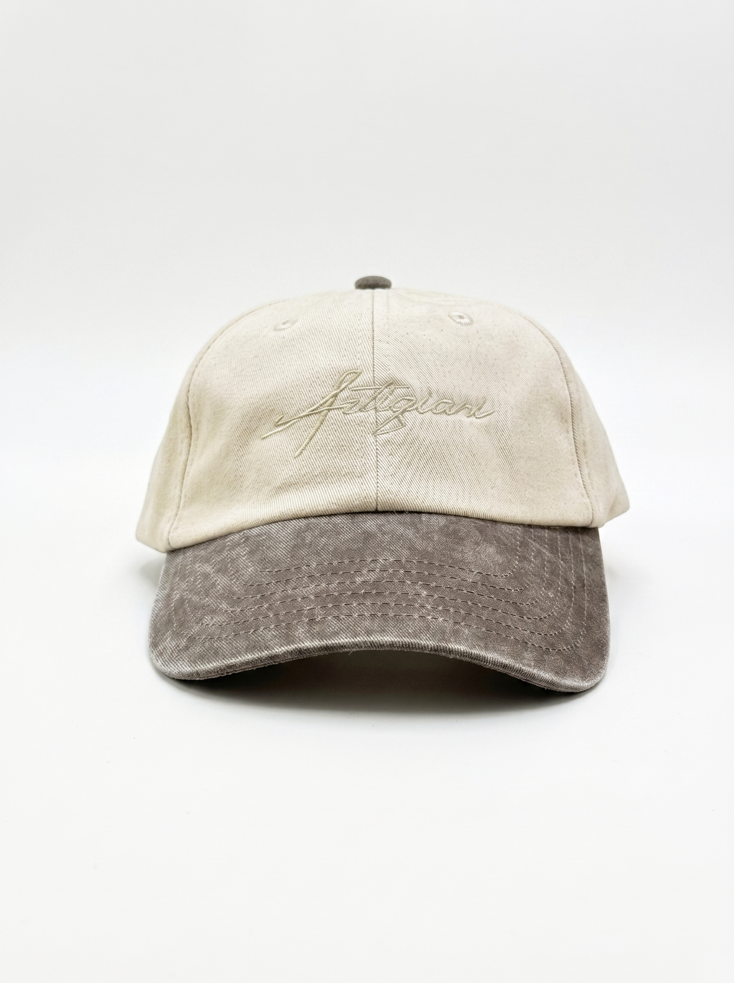 The Contrast Cotton Cap - Cream / Vintage Brown